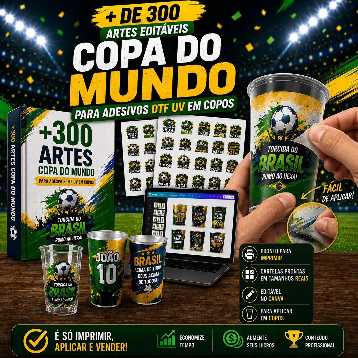300 Artes Dtf Uv Copa Do Mundo