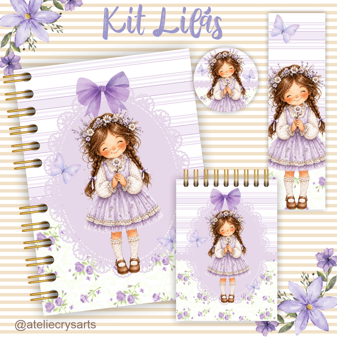 Kit Encadernação - Menina Lilás