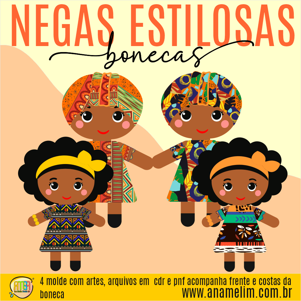 Moldes Com Estampas Bonecas Africanas Ana Melim