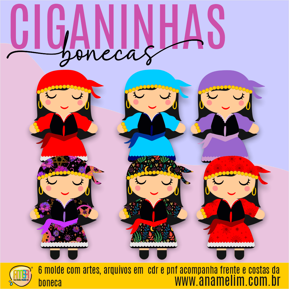 Moldes Com Estampas Bonecas Ciganas