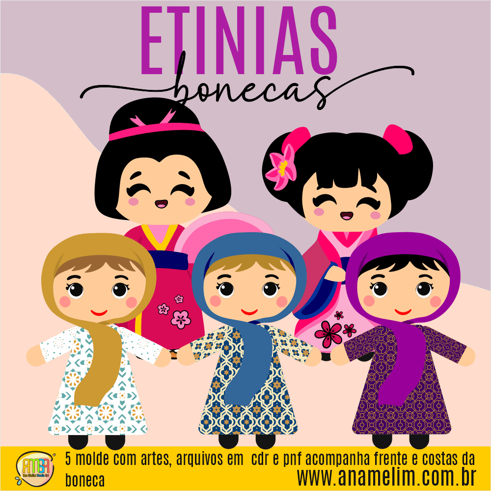 Moldes Com Estampas Bonecas Etinias Ana Melim