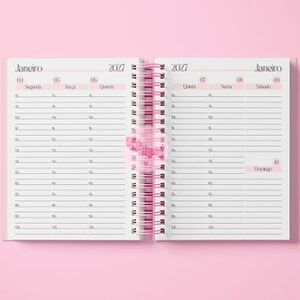 Miolo Agenda Rosa Visão Semanal Vertical 2027