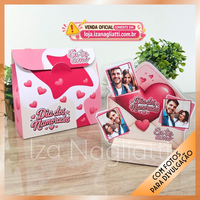 Porta fotos de mesa com sacola – Namorados