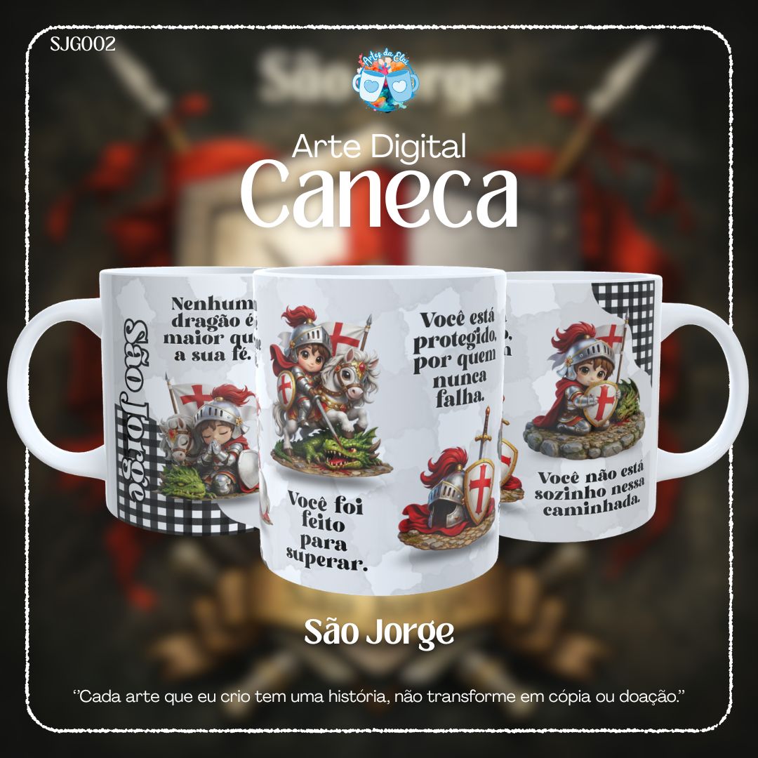 Arte Caneca São Jorge