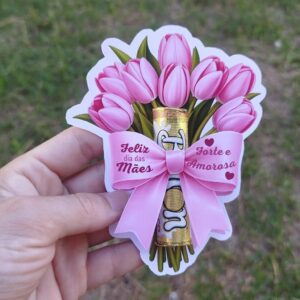 Tag tulipa rosa. Feliz Dia das Mães