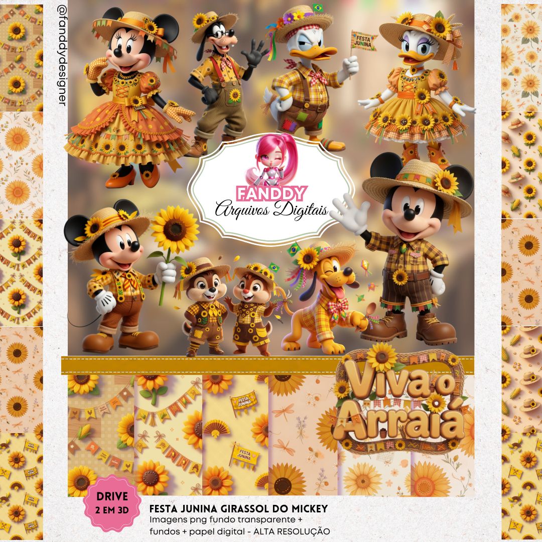 Kit Digital - Festa Junina Girassol Do Mickey