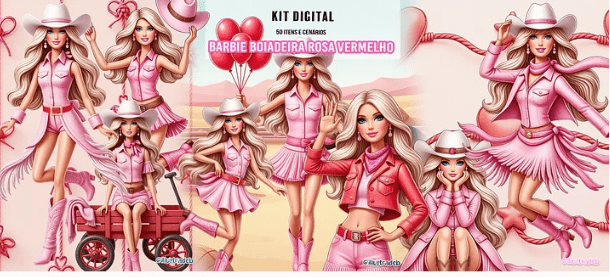 Barbie Boiadeira Rosa Vermelho
