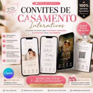 Pack Template Canva Convites para Casamento Interativo
