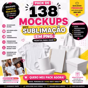 Pack 138 - Mockups Limpos Sublimação em PNG