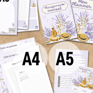 Combo Arquivo Digital Planner Flor De Lavanda