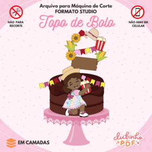 Topo De Bolo Junino - Menina com Pipoca