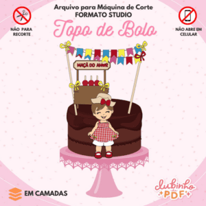 Topo De Bolo Junino - Menina Maça do amor