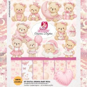 Kit Digital - Ursinha Baby Rosa