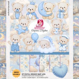Kit Digital - Ursinho Baby Azul