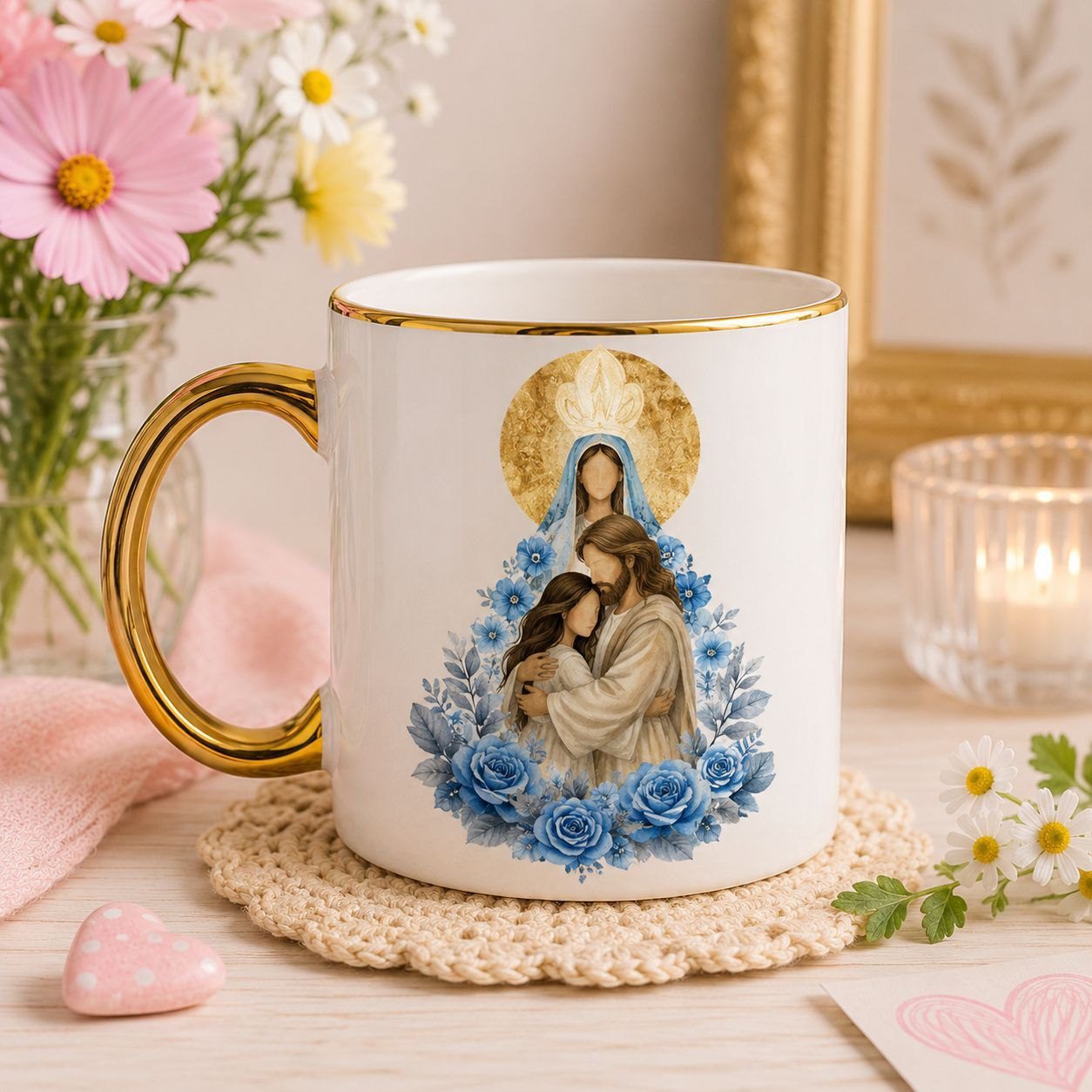 Arte Caneca Nos braços do pai