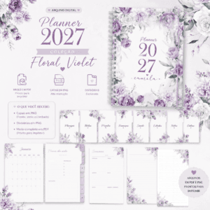 Arquivo Encadernação - Planner 2027 - Floral Violet