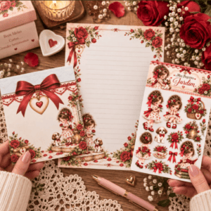 Kit Digital Envelope + Carta A5 Com Adesivos - Coleção Meu Pequeno Jardim